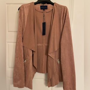 Adrienne Vittadini Light Pink Leather Jacket Size Large NWT